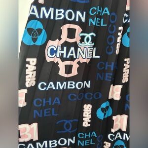 CHANEL Black and Blue Graphic Skirt